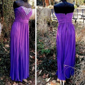 Decode 1.8 purple ombre rhinestone ruched gown